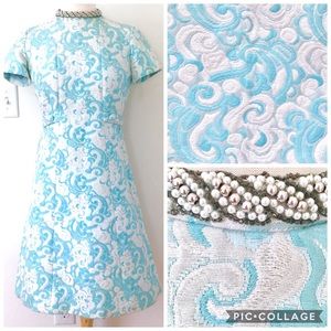 Rare Vintage 60s Mod Brocade Cloud Dress